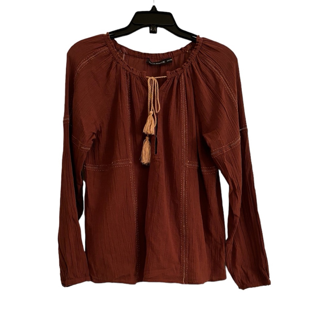 ANTIK BATIK Rust Colored Long Sleeved Boho Blouse